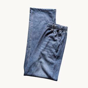 Funtour Wide Leg Sweatpant Jeans - Trompe L'oeil Denim Look - Small